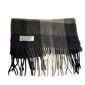 Cashmere Scarf Gray Charcoal Beige Plaid Warm Winter Soft Fringe Shawl Unisex‎